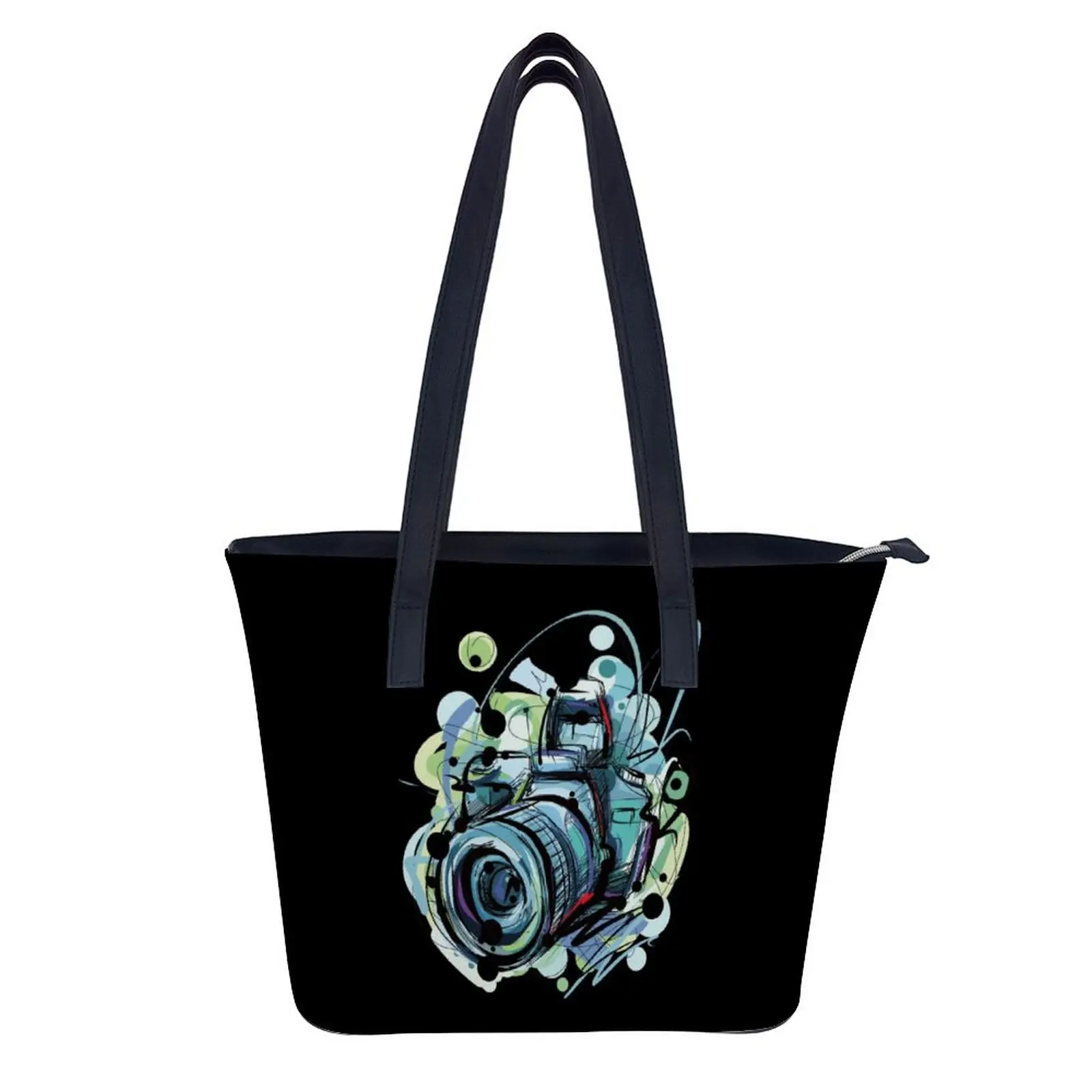 

Digital Camera Shoulder Bag Water Color Stylish Leather Handbag Student Grocery Handle Gifts Shopping Bag