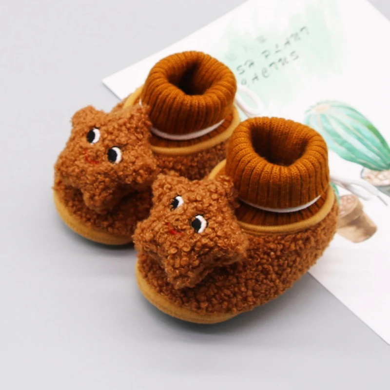 

Baby Girl Cotton Cute Star First Walk Shoes Knit Warm Soft Bottom Shoes Baby Toddler Shoes New Arrival