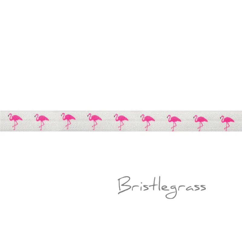 Flamingo BRISTLEGRASS 2 ярда 5/" 1,5 см Сова Фламинго цветочный принт враг складной над эластичными повязка из спандекса волос галстук платье с повязкой швейная отделка - Цвет: Flamingo