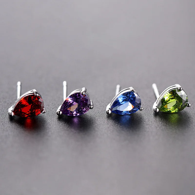 

Luxury Water Drop Shape Blue Zircon Studs Earrings Women's Wedding Engagement Jewelry Accessories Anniversary Birthday Gift