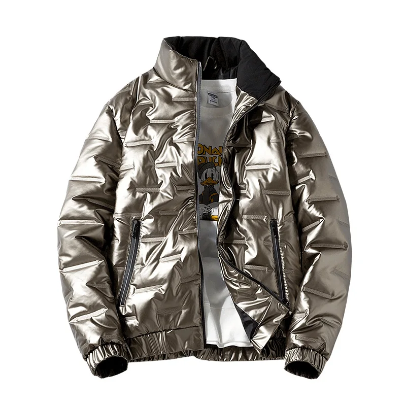 Glossy Thickened Warmth and Fat Plus Size Cotton-padded Jacket for Men's Autumn/Winter New Products Warm Jacket Harajuku Clothes