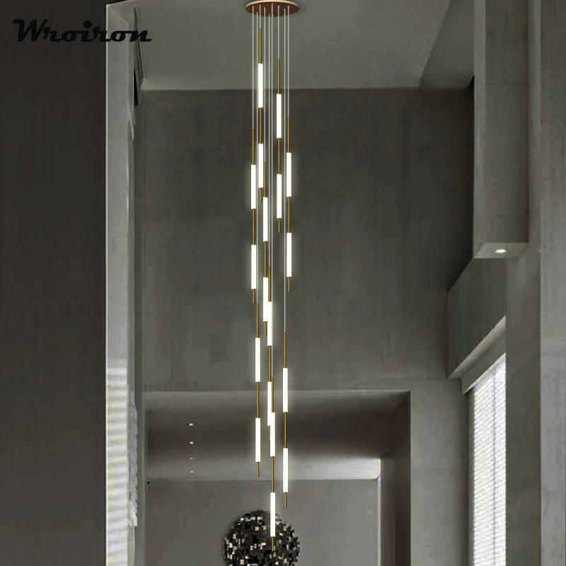 Modern Branch Chandelier LED Long Line Chandelier Villa Living Room Decorative Pendant Lamp Dining Room Home Stair Light Fixture