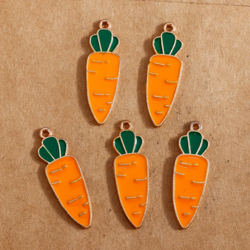 

10pcs 11*35mm Alloy Enamel Carrot Charms for Jewelry Making Cute Drop Earring Pendants Necklace Keychains DIY Crafts Supplies