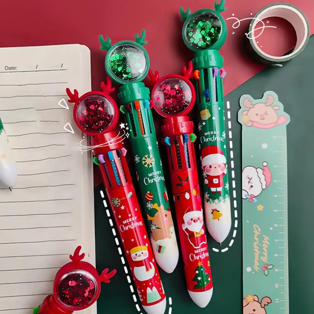 

Gel Pen Durable 10 Colors Snowman Rollerball Pen Portable Writing Pen