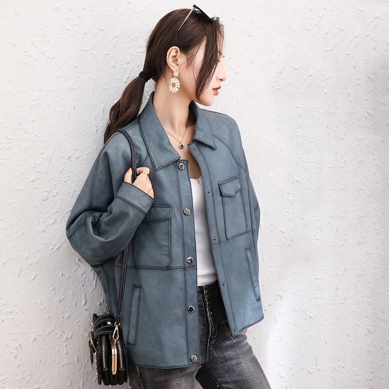 2020 Women Genuine Leather Jacket Motorcycle Short Natural Top Sheepskin Coats Spring Autumn Real Small Leather Jackets