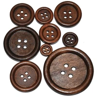 10pcs 30pcs natural wood round piping wooden buttons coffee diy sewing scrapbooking for clothes handmade 4 holes 10 40mm zieene