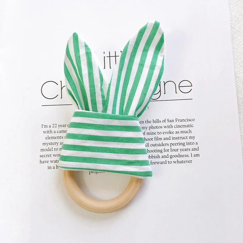 

Baby Wooden Teether Bunny Ear Rattle Toy BPA Free Wood Rodent Rattle Baby Mobile Gym Safe Wooden Educational Toys