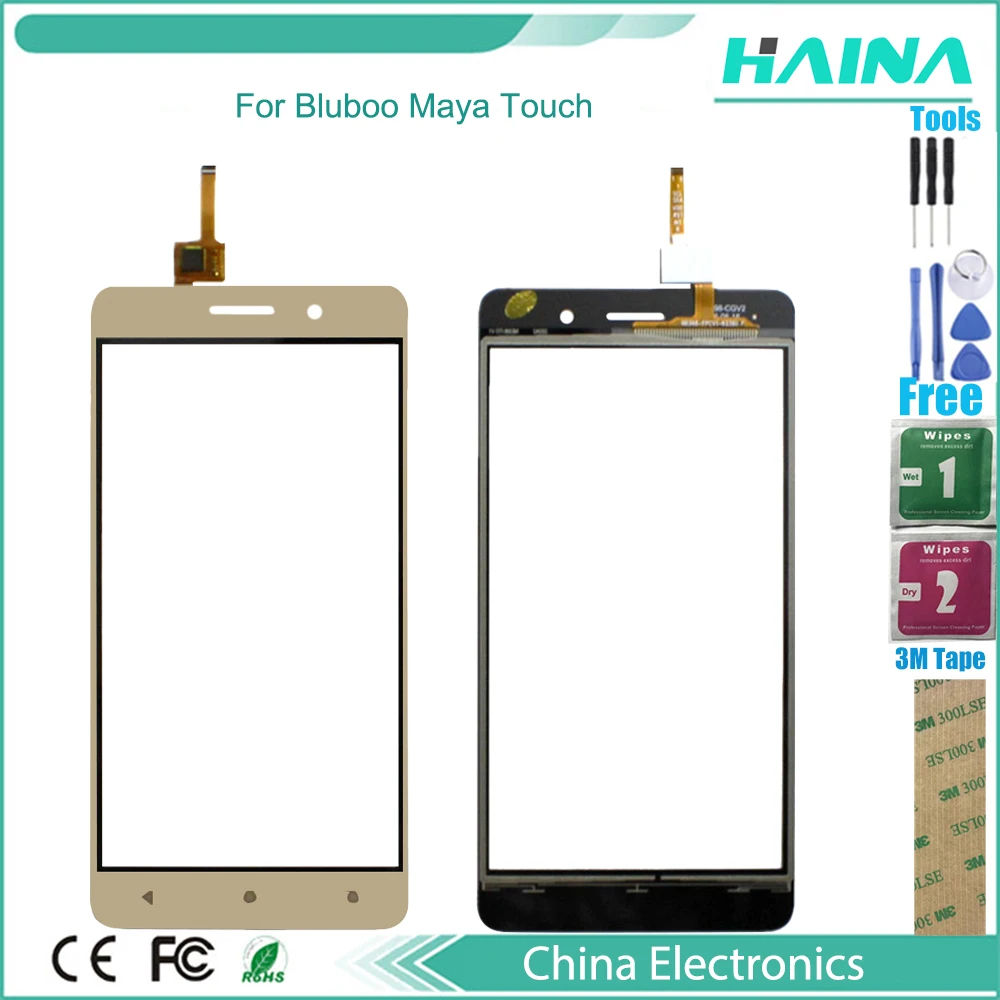 

gold color with 3M Tape phone Touchscreen For Bluboo Maya Touch Screen Digitizer Panel With Tape Replacement