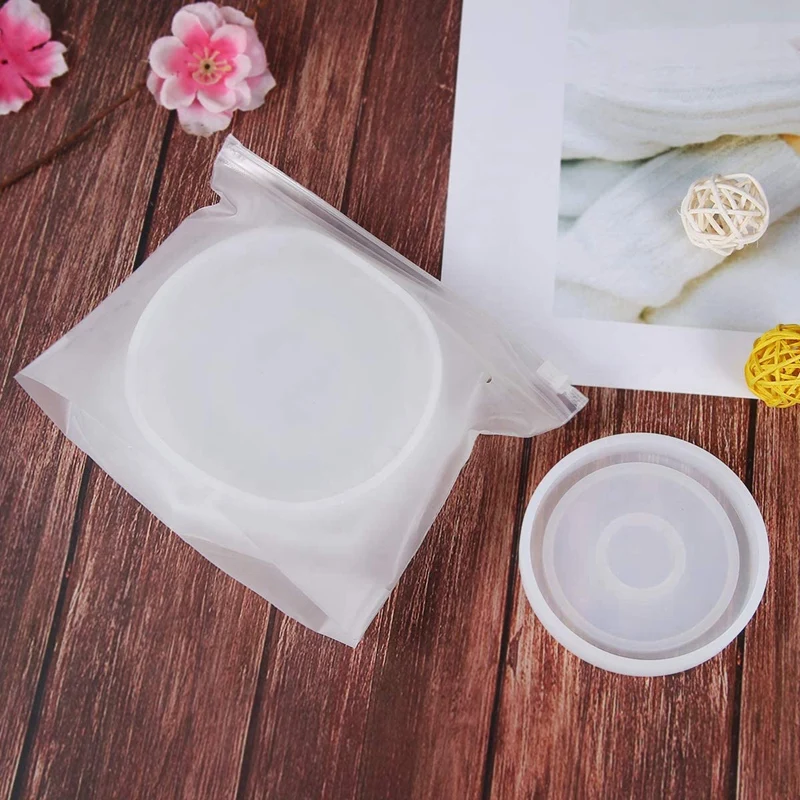 

4 Pcs DIY Coaster Silicone Mold,Resin Molds for Casting Mold Bottom Bracket for Casting with Resin,Concrete,Cement