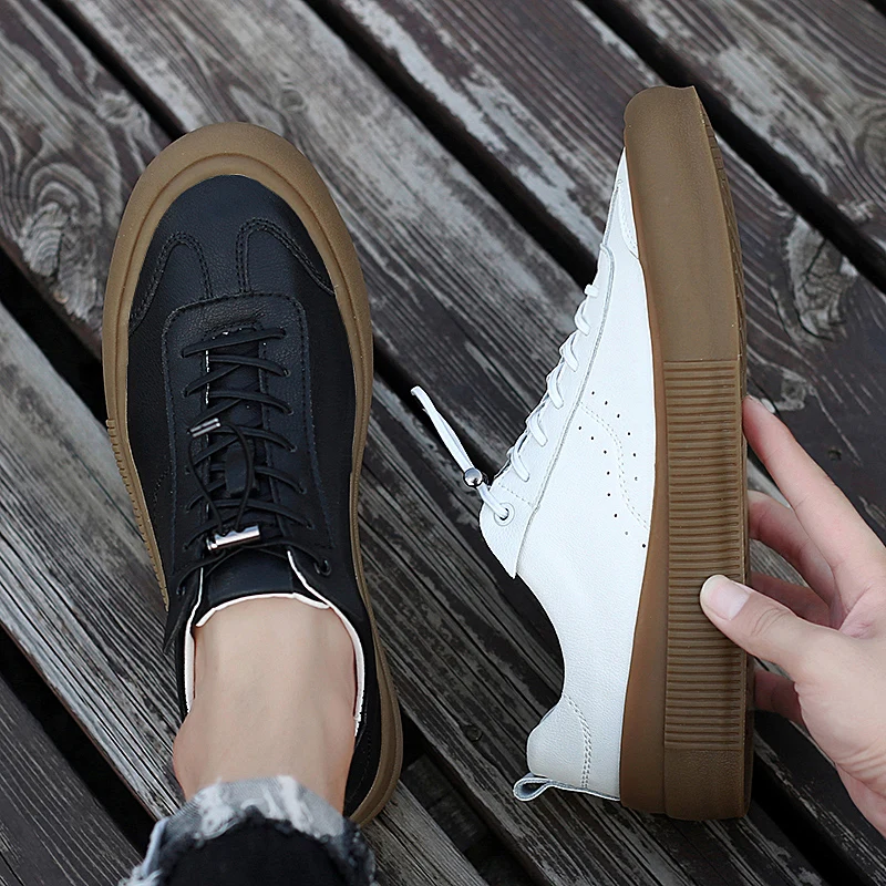 Sneakers Men Shoes Genuine Leather Top Quality Original Brand Autumn Casual Men Shoe Simple White Sneakers Comfortable Men Flats