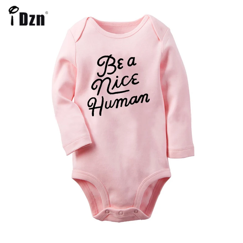 

Be a Nice Human Be Different Babe Be The Light Death Wish Fly Newborn Baby Outfits Long Sleeve Jumpsuit 100% Cotton