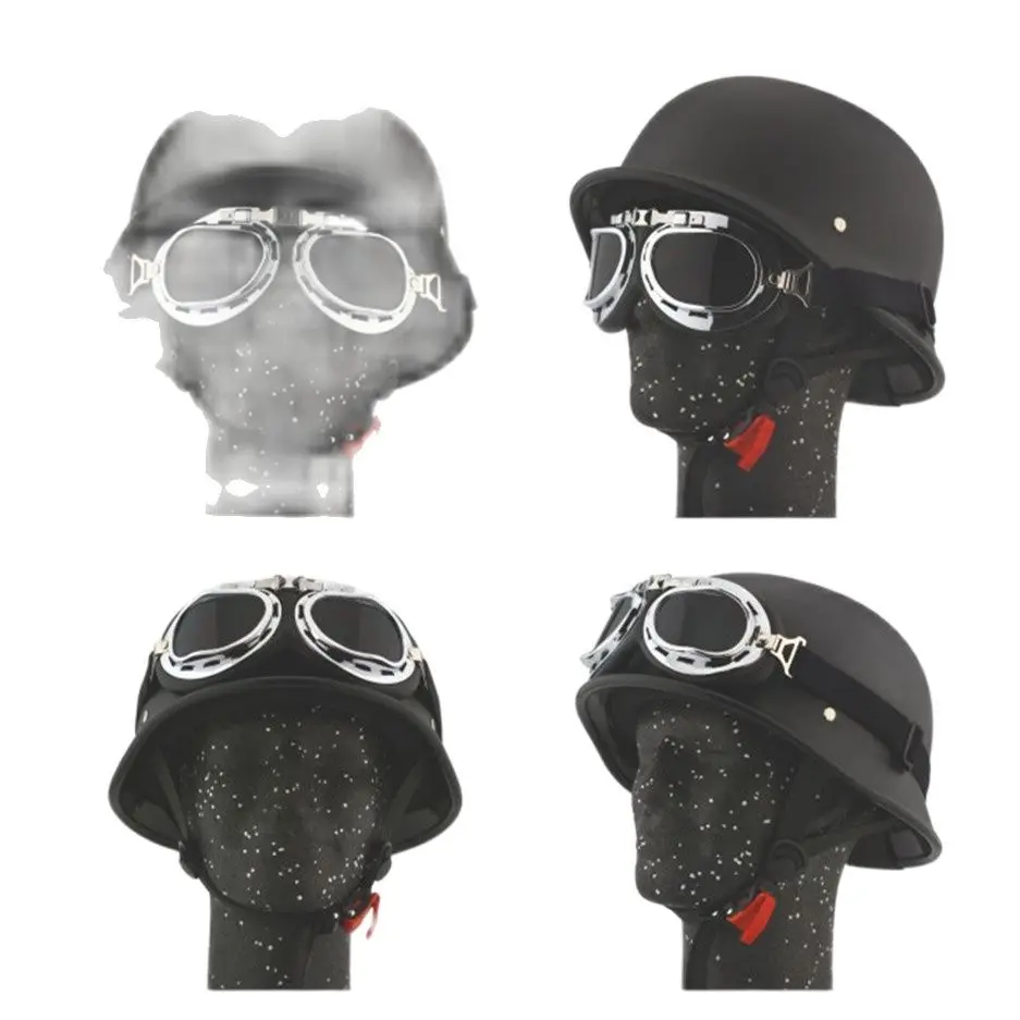 Мотоциклетный шлем винтажный с открытым лицом в стиле ретро 1/2|Шлемы| |