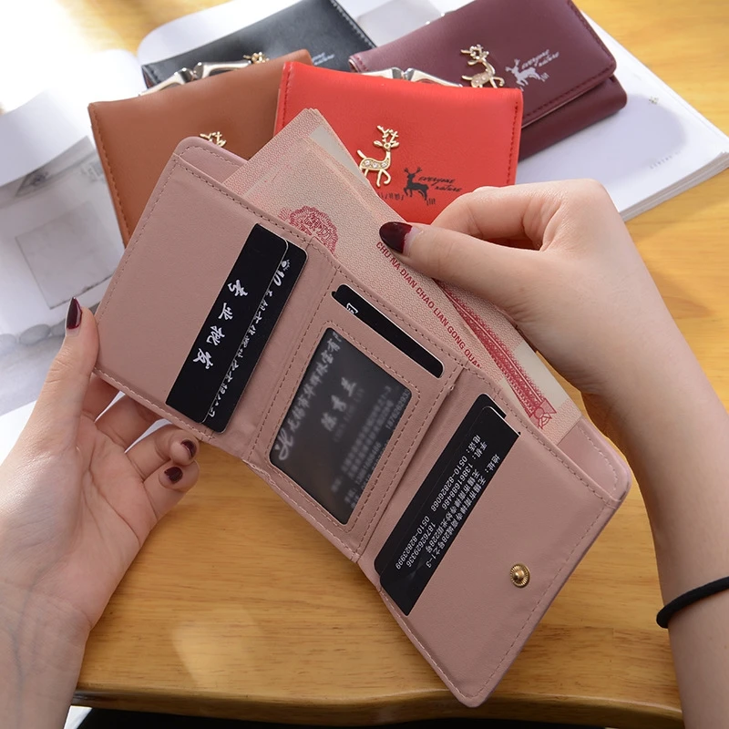 Женский короткий кошелек 2019 в Корейском стиле простой студенческий маленький с