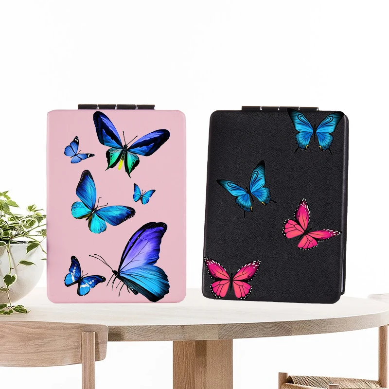 

Butterfly Animal Makeup Mirror with Double Side Portable Travel Floral Folding Magnifying Compact Pocket Cosmetic Vanity Mirrors
