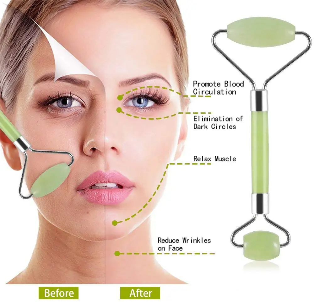 Massage roller Slimming Face Massager Lifting Tool Natural Jade Facial Roller Stone Skin Massageing Beauty Care | Красота и здоровье