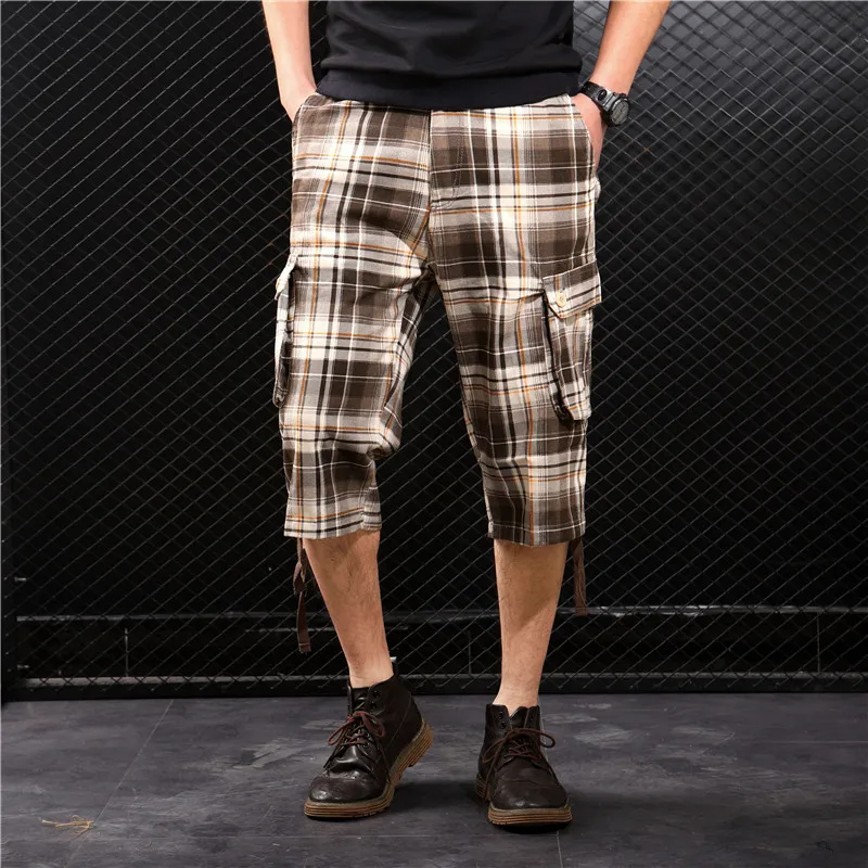 

Summer Plaid Thin Section Man Leisure Tooling Shorts Trend Fashion Beach Style New 2021 Straight Men's Shorts Clothing