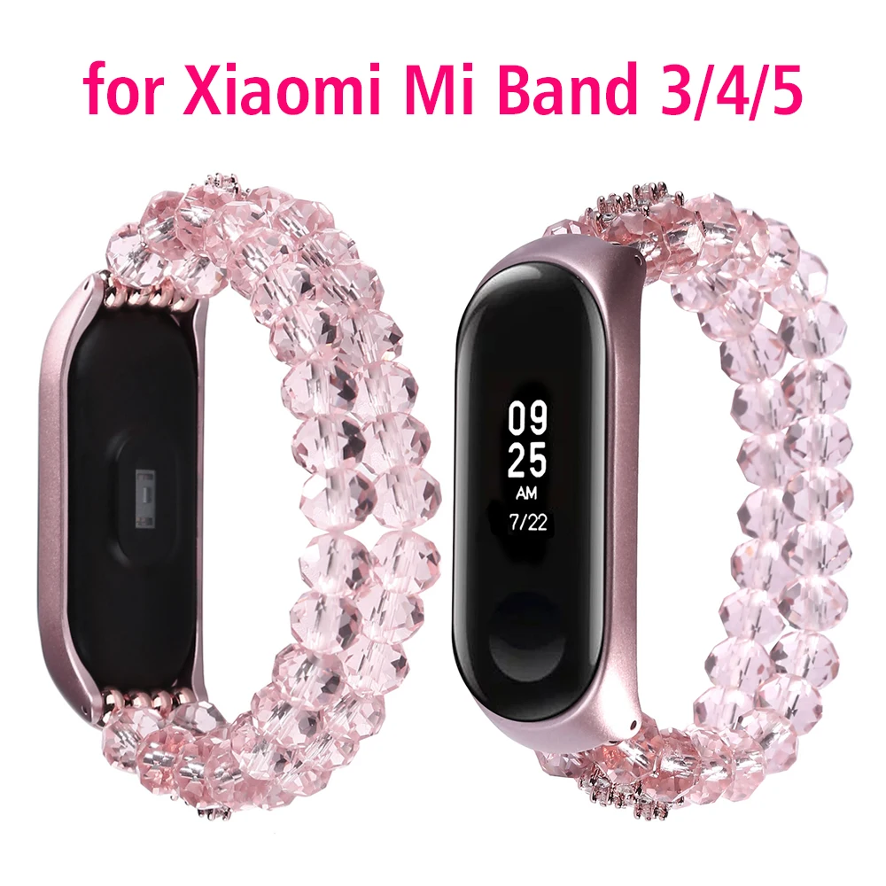 Luxury Mi Band 6 7 Strap Jewelry Bracelet for Xiaomi Mi Band 3 4 5 6 7 Dressy Bands Replacement Crystal Women Girl Pulsera Pink