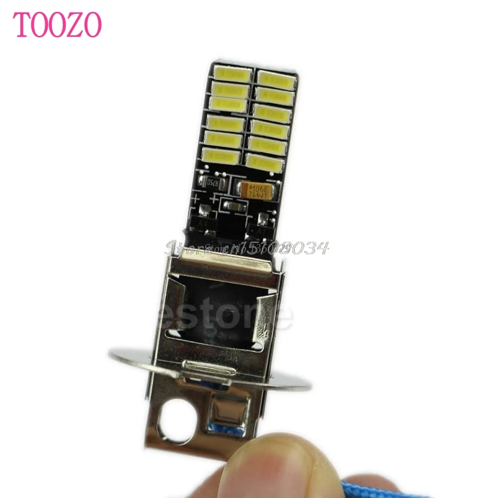 24-SMD-4014 H3 6500K HID Ксеноновые белые светодиодные лампы для противотумансветильник