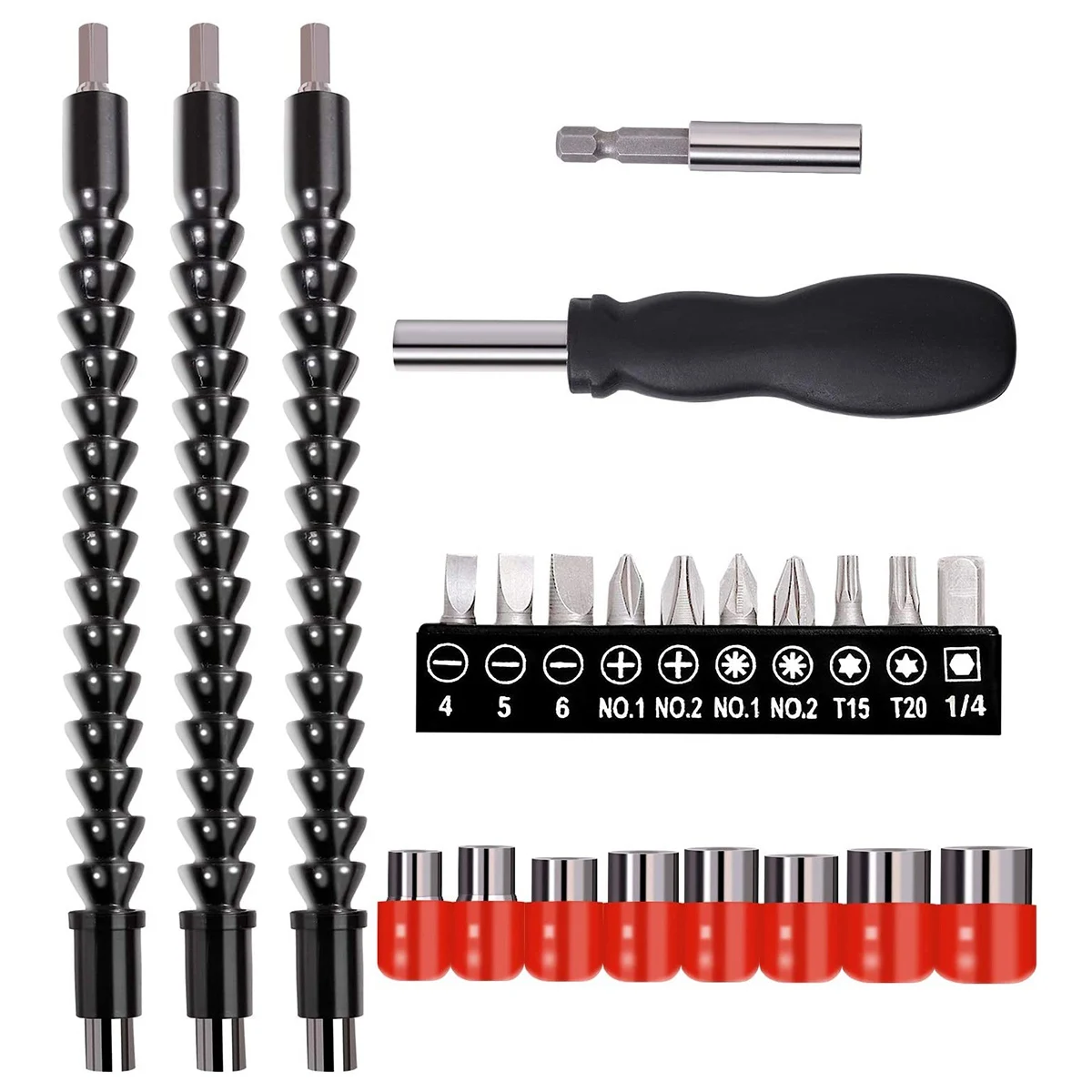 

23 Pieces Flexible Drill Bit Extension Set Screwdriver Soft Shafts Set Universal Drill Connection Set