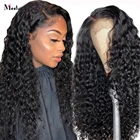 Парик Water Wave 4x4, парик с застежкой, 30 дюймов, парик из человеческих волос Water Wave на сетке спереди для женщин, парик из человеческих волос с прозрачной сеткой спереди
