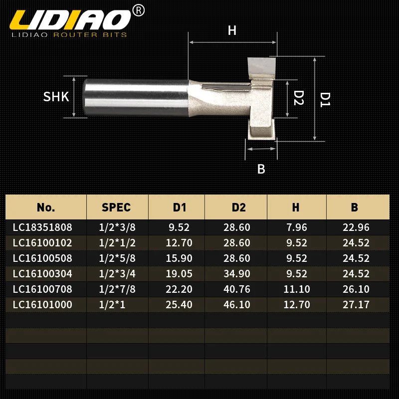 LIDIAO 1 шт. 1/2 &quotхвостовик Т-образный деревообрабатывающий кромкорезец фрезы