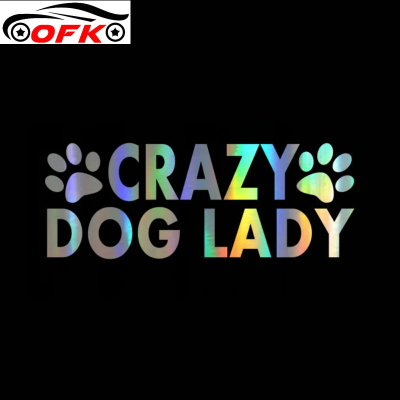 

Cool Crazy Dog Lady Car Sticker Accessories PVC Motorcycle Waterproof Windshield Car Window Car Styling Decal 18cm*8cm