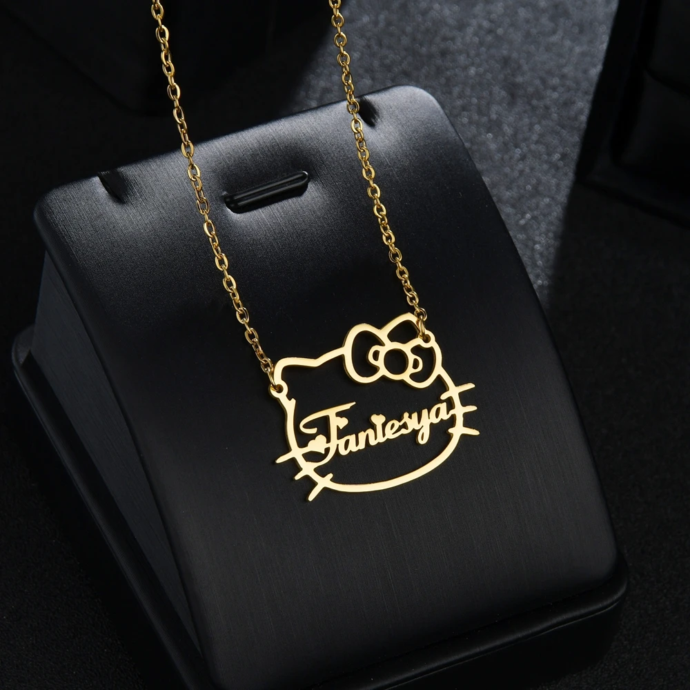 Diamon 2020 новый Hello Ketty с персонализированным ожерельем для детей именной табличкой