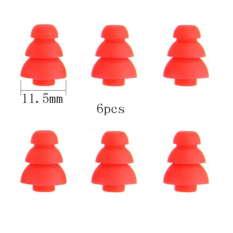 Small red Ivinxy, 6 шт., трехслойные силиконовые наушники-вкладыши, крышки, сменные вкладыши, вкладыши, наконечники, наушники, вкладыши, амбушюры, подушки - Цвет: Small red