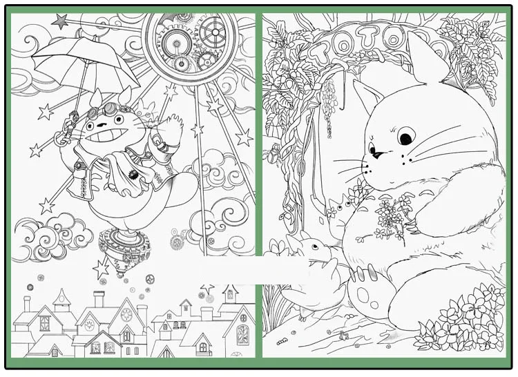 

Anime My Neighbor Totoro Japanese Coloring Books Children Adult Relieve Stress Kill Time Painting Drawing Antistress Manga Book