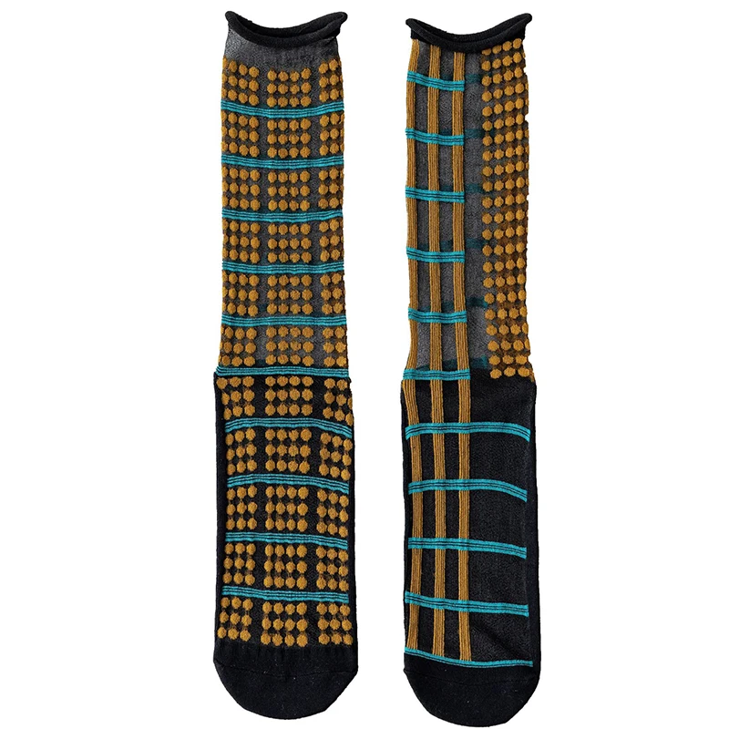 

New Summer Fashion Curling Crystal Silk Socks Novelty Creative Colorful Geometric Series Ultrathin Transparent Lace Socks Women