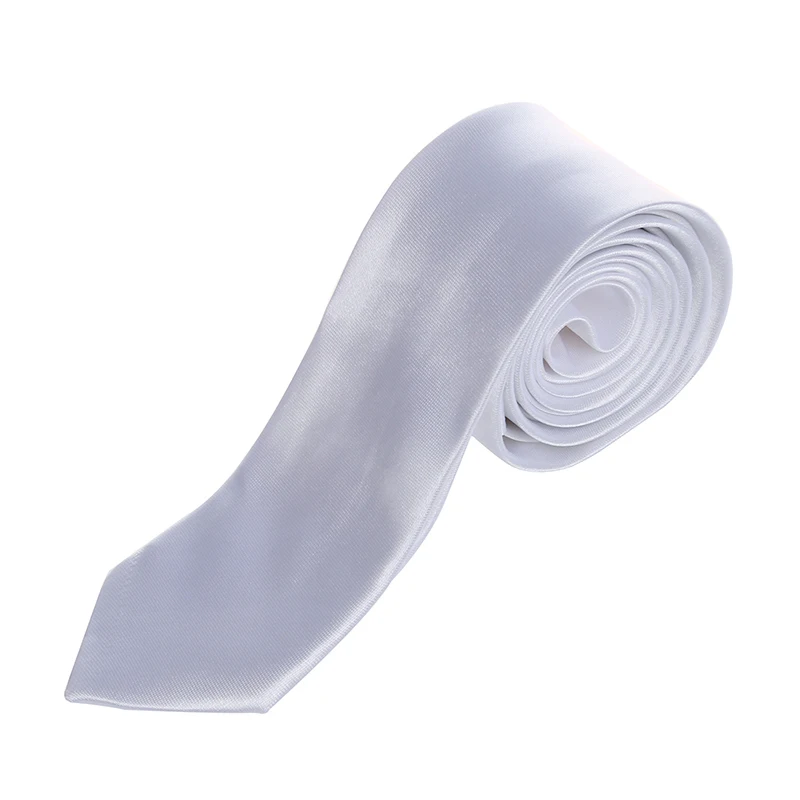

NEW-Unisex Casual Necktie Skinny Slim Narrow Neck Tie - Solid White