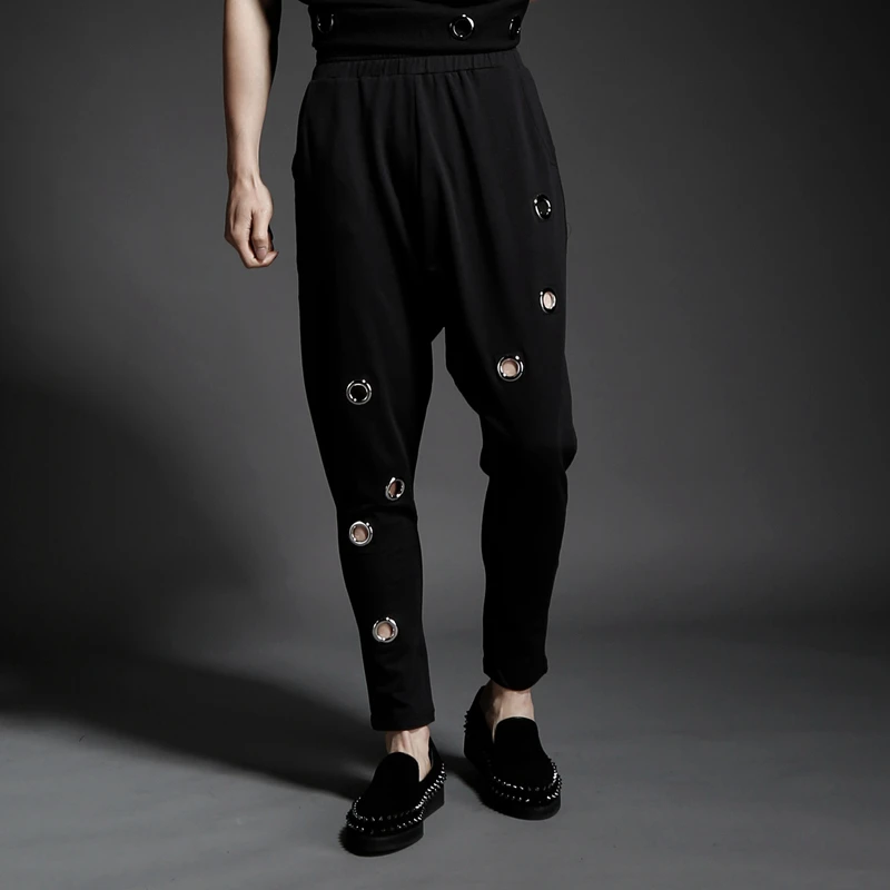2019 летние новые мужские брюки с прорезями свободные повседневные Гаремные штаны