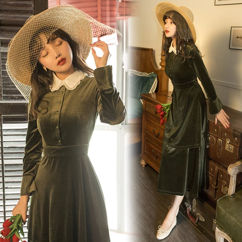 2019 Новая модная женская одежда осенние винтажные платья зимнее платье | Женская