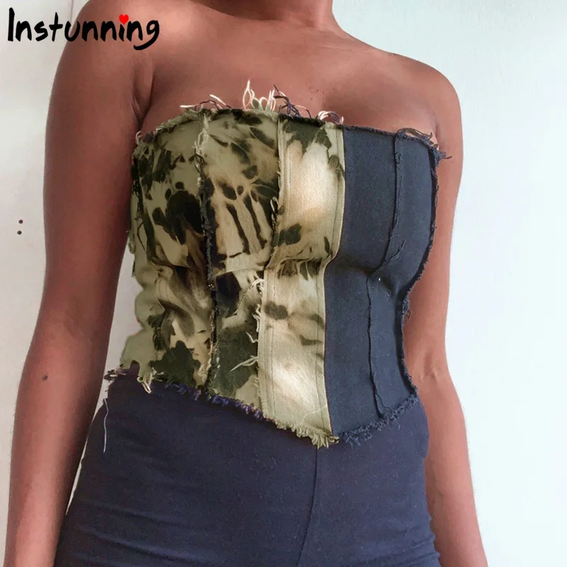 

Женский укороченный топ без рукавов Instunning, летний бандажный топ с открытыми плечами, Повседневная Уличная одежда, 2020