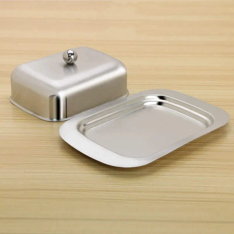 

Kitchen Butter Dish Box Container Cheese Plate Container Keeper Tray Butter Dish with Lid Stainless Steel Butter Dish Boxes
