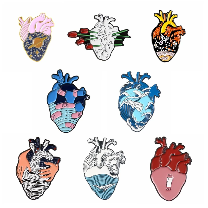 Новый значок для женщин металлические милые эмалированные Броши с сердечком