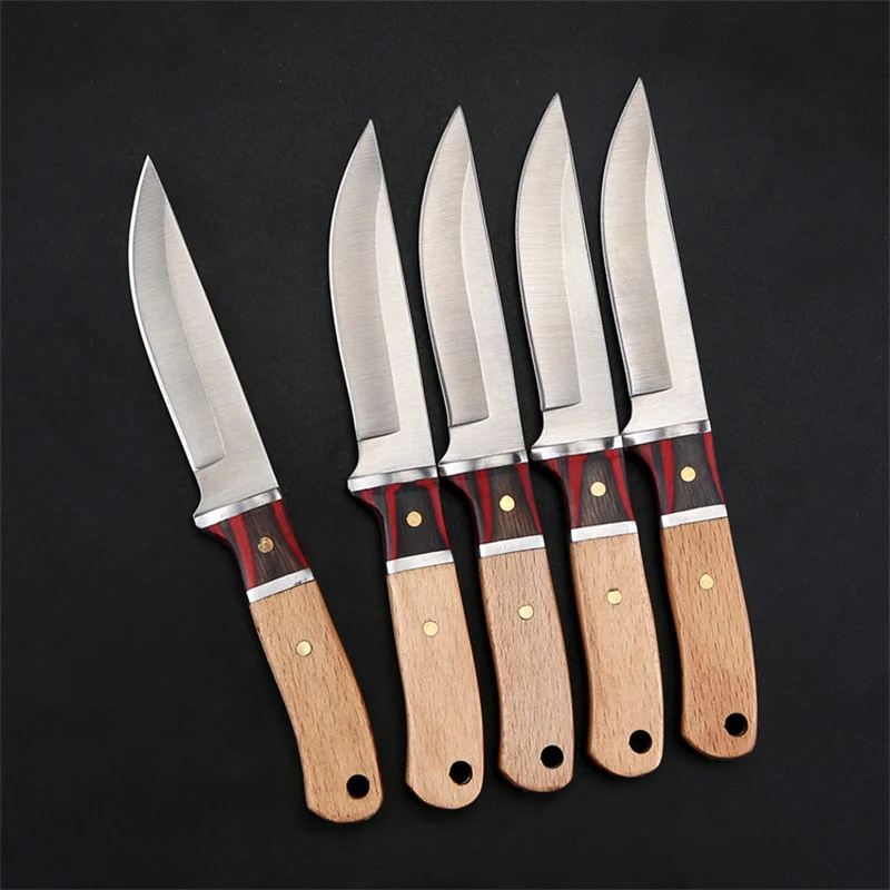 Barbecue Knife Wooden Handle Hand Meat Grilled Lamb Outdoor Portable Roast Whole | Дом и сад
