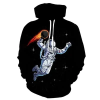 new fashion spring and autumn 3d printing funny hoodie astronaut fireball pullover streetwear sweatshirt mens jacket tops