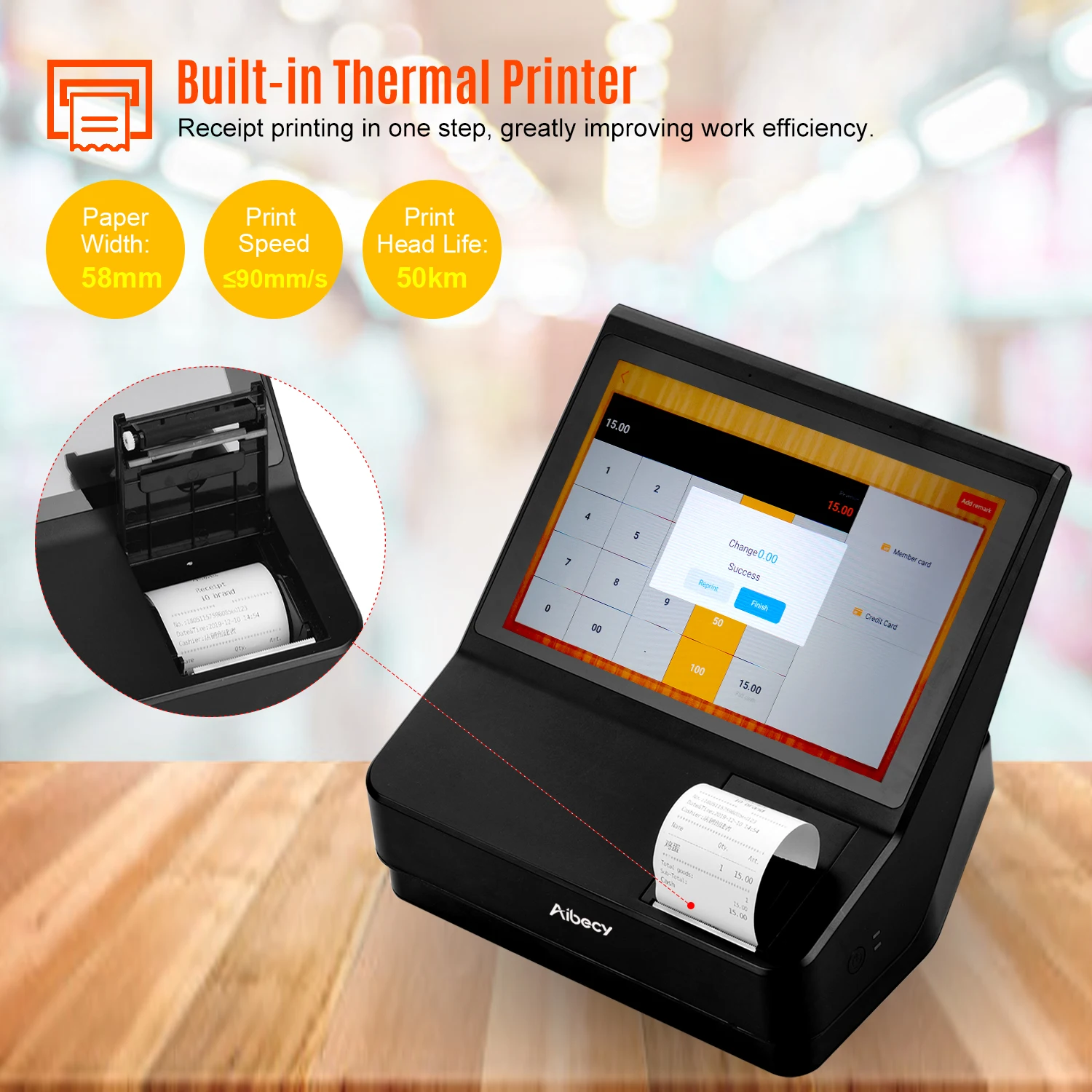 Aibecy 10 1 дюймов сенсорный экран POS кассовый аппарат с точечной продажей система 58