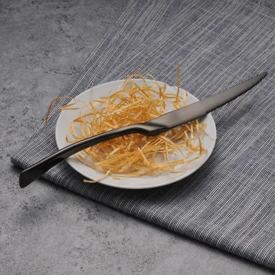 steak knife 5 шт./компл. черный Нержавеющая сталь западные столовые приборы Титан-покрытием Высокая-класс ужин Ножи набор вилок и ложек - Цвет: steak knife