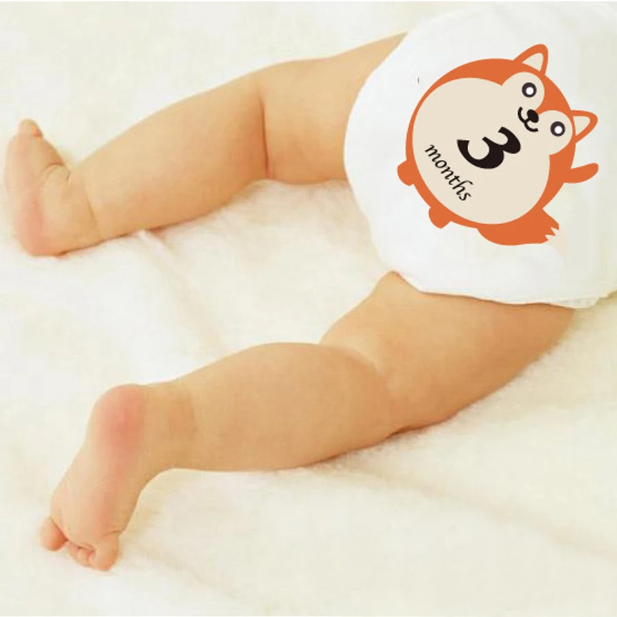 

12 Pieces Per Set Handmade Baby Milestone Card Cute Animals Style Infants Bathing Gift Newborn Photography Props Month Stickers