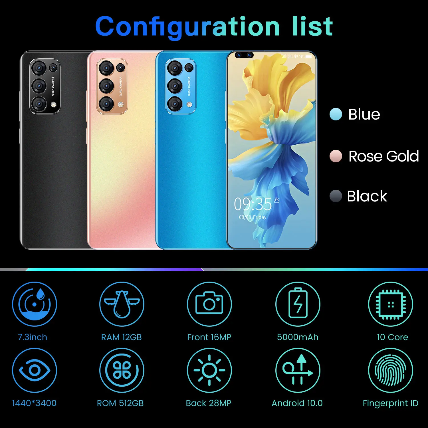 cheap smartphone reno 5 pro android mobile phone 12512g 1628mp camera 7 3 full screen unlocked cellphone featured phone movil free global shipping