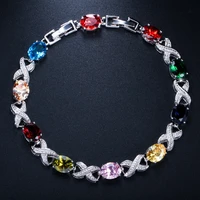 925 sterling silver cross platinum fashion trend bracelet high grade aaa zircon multicolor optional temperament female jewelry