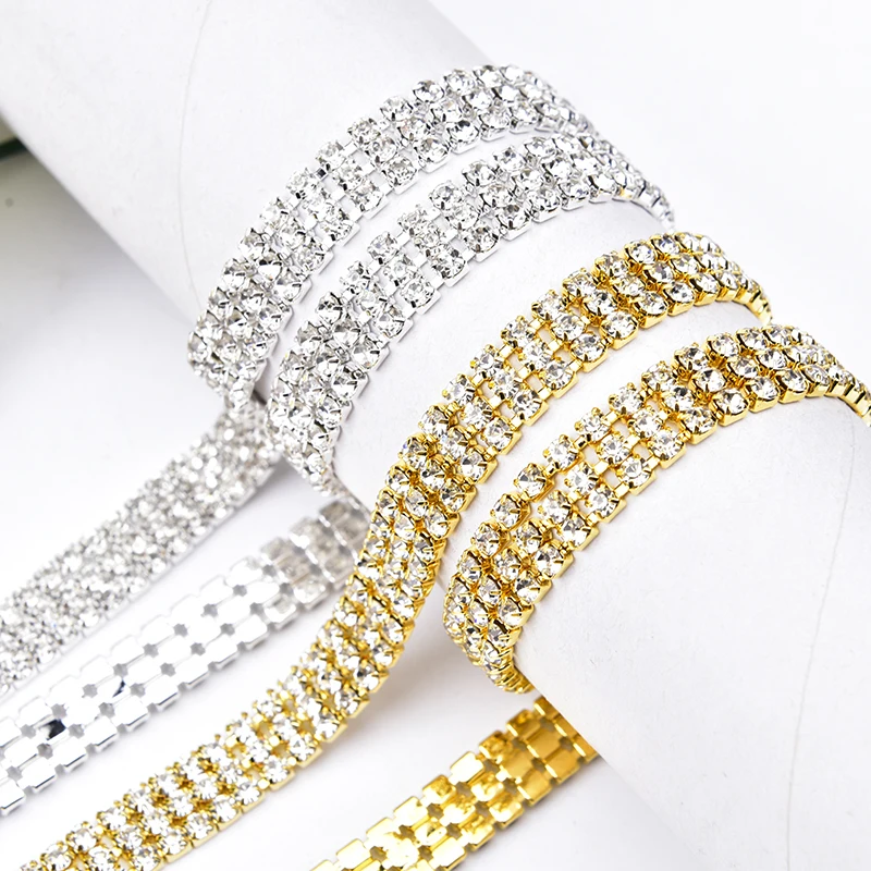5 ярдов стразы обрезка многорядная плотная Цепочка с кристаллами и бриллиантами