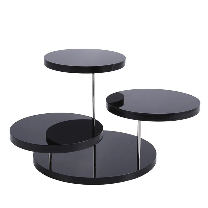 

3 Layers Round Acrylic Jewelry Display Stand Necklace Earring Ring Show Rack
