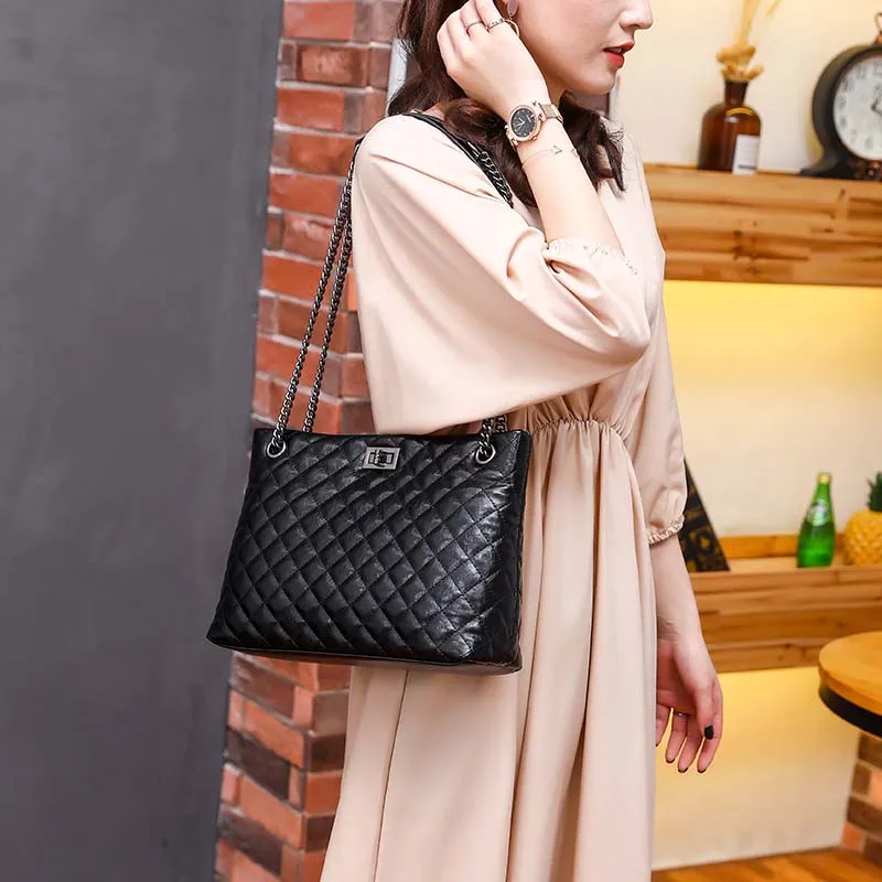 Большая Сумка тоут в клетку модная новинка 2020 Высококачественная кожаная