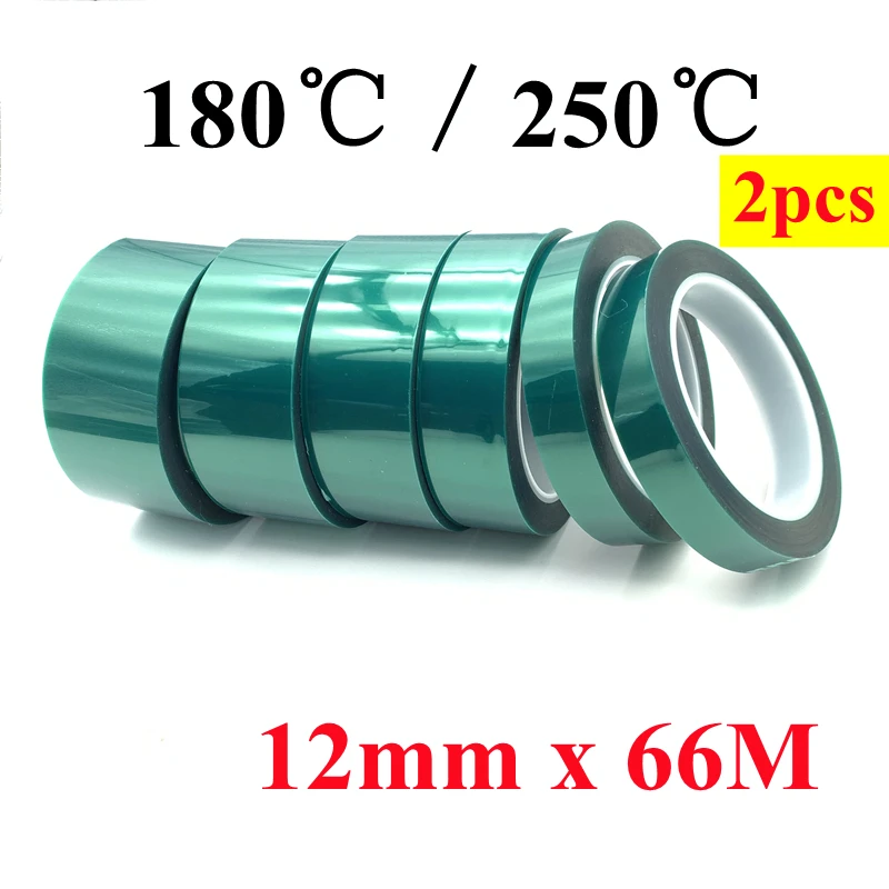 

2pcs Green PET Film Tape 12mm x 66m High Temperature Heat Resistant PCB Solder Plating Spray Paint Insulation Protection