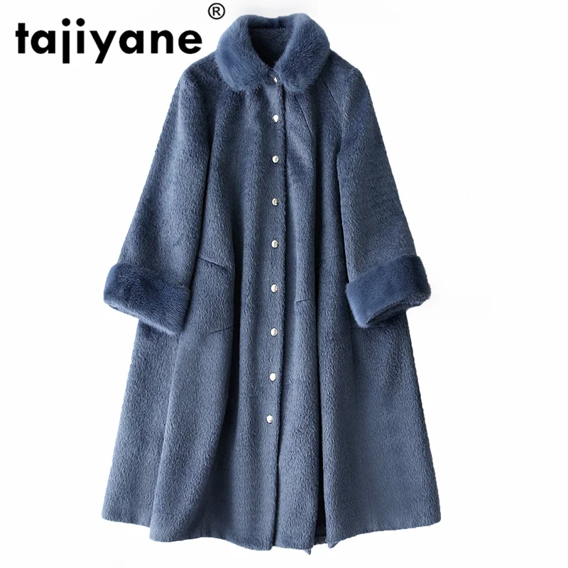 

Autumn Winter Jacket Women Clothes 2021 Korean Vintage Mink Fur Collar 30% Alpaca Cashmere 70% Nylon Women's Fur Coat ZT1536