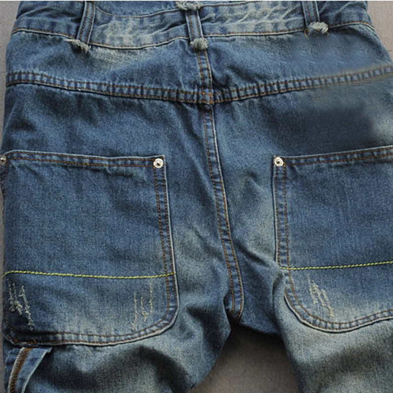 Мужские повседневные Свободные Комбинезоны с карманами удобные джинсовые