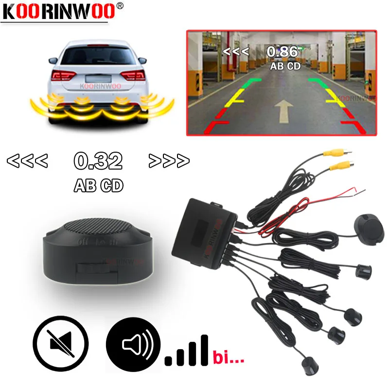 Koorinwoo Dual Core CPU Auto Einparkhilfe Sensor Reverse-Radar Video alle-in-one-System Verbinden Auto Monitor und Rück Kamera